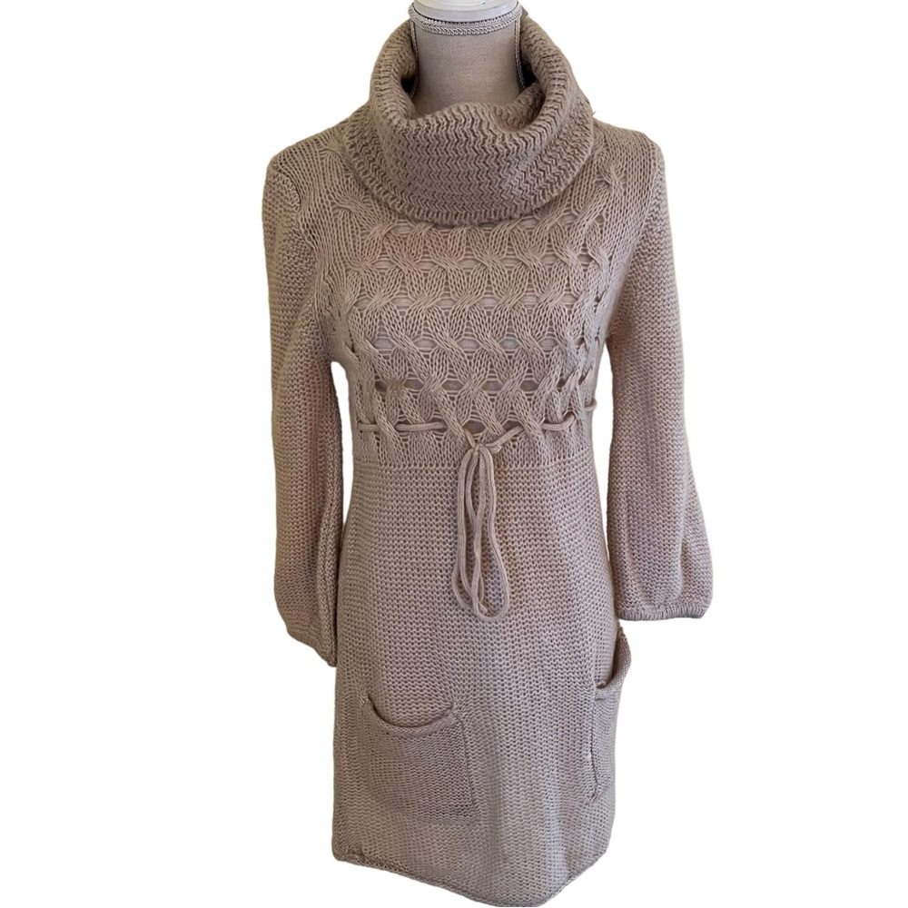 LOULOU Cream Cowl Neck Sweater Dress S